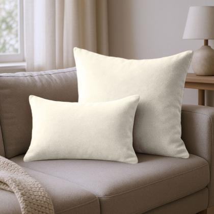 Imagem de Capas de Almofadas Decorativa Suede 50x50cm + Capa Retangular 50x30cm Glamour Luxo Marfim