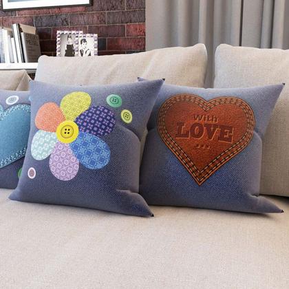 Imagem de Capas de Almofadas Decorativas Jeans Para Sofá 40x40 - Novadecora