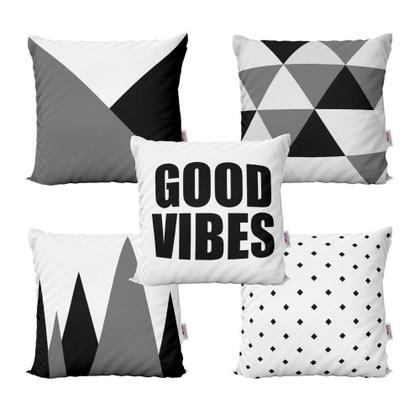 Imagem de Capas De Almofadas Preto E Branco Decorativas Good Vibes