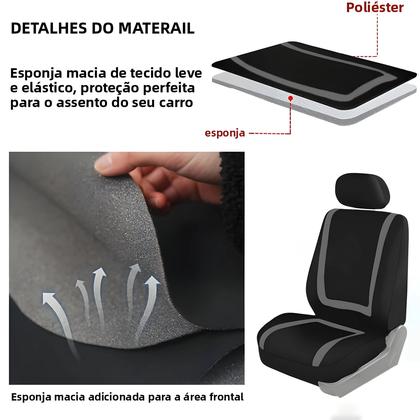Imagem de Capas De Assento De Carro Universais Em Poliéster Respirável Conjunto Completo Lavável Para Carro