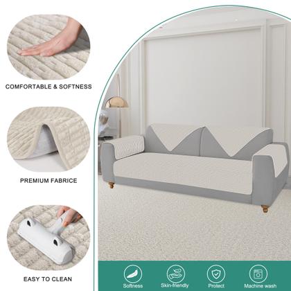 Imagem de Capas de braço de sofá Foxdecor Conjunto de 2 capas de braço de sofá Cream