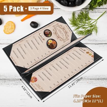 Imagem de Capas de menu: material sintético FLKQC de 4,25 x 11 polegadas, pacote com 5