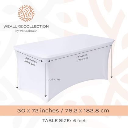 Imagem de Capas de mesa brancas clássicas e elastano elástico de 6 pés (pacote com 2)