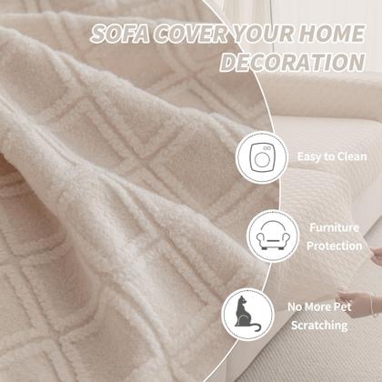 Imagem de Capas de sofá QIANMEW, laváveis, elásticas, em forma de L, marfim