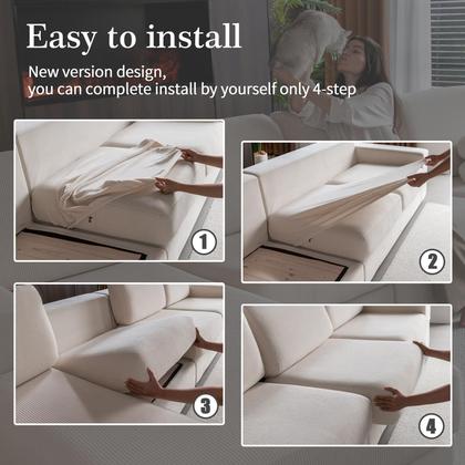 Imagem de Capas de sofá secionais OHSIO resistentes ao desgaste Stretch Ivory