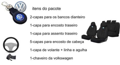 Imagem de "Capas de Tecido Exclusivas para Bancos do Voyage 2009-2016 + Capa de Volante e Chaveiro Volkswagen"