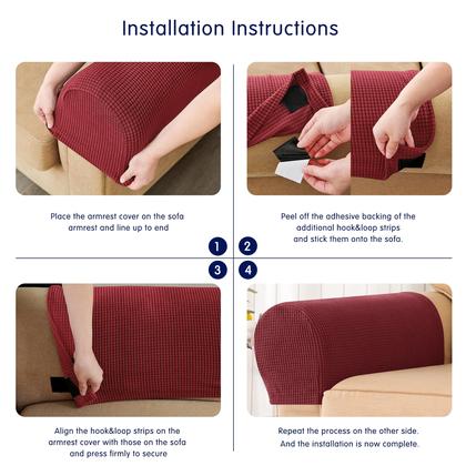 Imagem de Capas elásticas de apoio de braço SUB-TEX para cadeiras, sofá, sofá, vinho