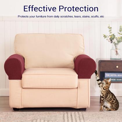 Imagem de Capas elásticas de apoio de braço SUB-TEX para cadeiras, sofá, sofá, vinho