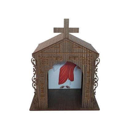 Imagem de Capela Oratório Arabesco com Imagem Jesus Cristo 1 25x18x31 Mdf Madeira Imbuia