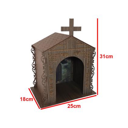 Imagem de Capela Oratório Arabesco com Imagem São Francisco de Assis 25x18x31 Mdf Madeira Imbuia
