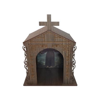 Imagem de Capela Oratório Arabesco com Imagem São Francisco de Assis 25x18x31 Mdf Madeira Imbuia