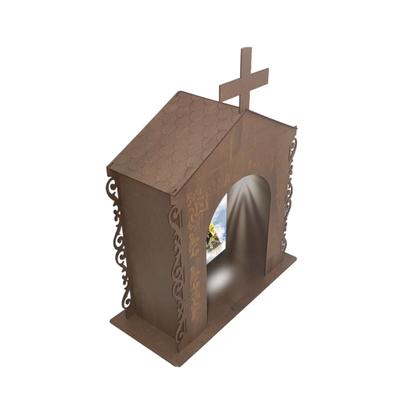 Imagem de Capela Oratório Arabesco com Led e Imagem Nossa Senhora Aparecida 36x19x45 Mdf Madeira Imbuia