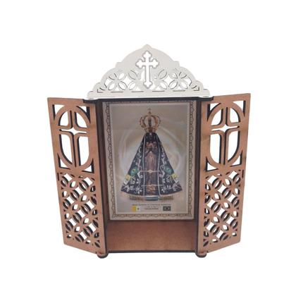 Imagem de Capela Oratório Nossa Senhora Aparecida MDF com Terço e Vela