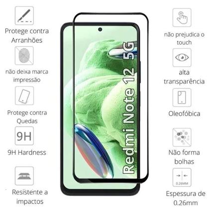 Imagem de Capinha Capa Anti Impacto para Redmi Note 12 5G + Película 3D de Vidro Frontal com Kit Aplicação