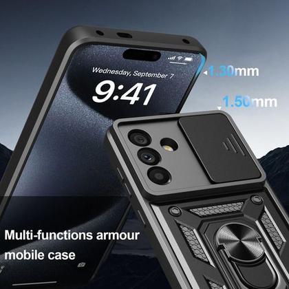 Imagem de Capinha Capa Armadura P/ Samsung Galaxy A56 5g Armadura +2 Películas 3D Preto Samsung Galaxy A56 5g
