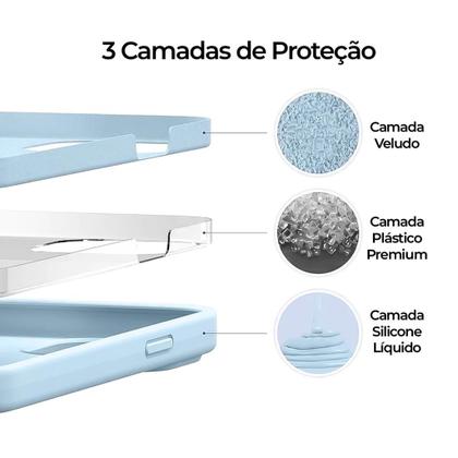 Imagem de Capinha Compativel com iPhone 15 Silicone com Interior Aveludado  Proteção de Câmera