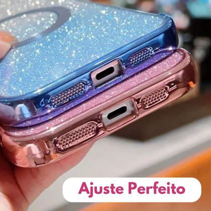 Imagem de Capinha de Iphone 13 Pro Max Glitter 2 em 1 Transparente Mag Safe NF