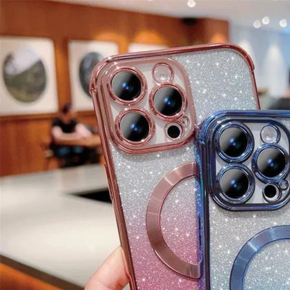 Imagem de Capinha de Iphone 14 Pro Max Glitter 2 em 1 Transparente Mag Safe NF