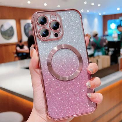 Imagem de Capinha de Iphone 14 Pro Max Glitter 2 em 1 Transparente Mag Safe NF