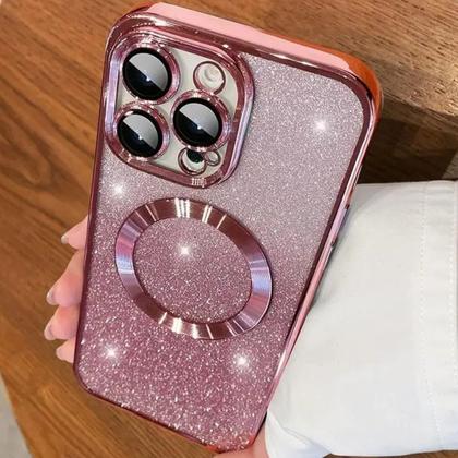 Imagem de Capinha de Iphone 14 Pro Max Glitter 2 em 1 Transparente Mag Safe NF