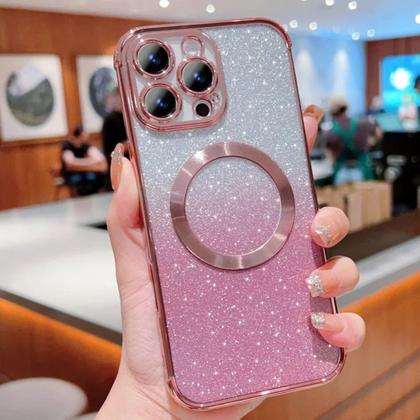 Imagem de Capinha de Iphone 14 Pro Max Glitter 2 em 1 Transparente Mag Safe NF