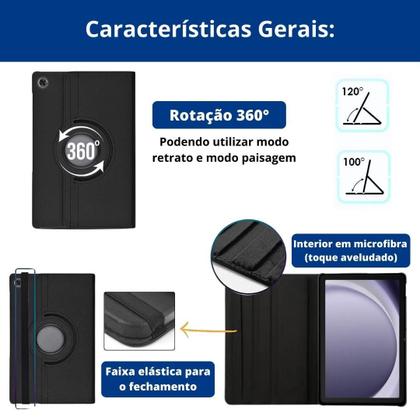 Imagem de Capinha De Proteção Couro Para Samsung Tab A9+ 11 + Vidro