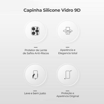 Imagem de Capinha Silicone Vidro Fosco Compatível com iPhone 13 Proteção de Câmera Lentes de Safira