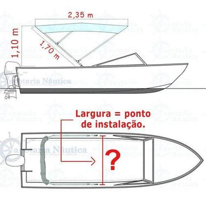 Imagem de Capota Toldo Nautico 3 Arcos 2,35m Comprimento P/ Lanchas, Barcos de Aluminio e Botes
