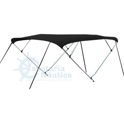 Imagem de Capota Toldo Nautico 4 Arcos 2,8 m Comprimento Estrutura Reforçada P/ Lanchas, Barcos de Aluminio e Botes