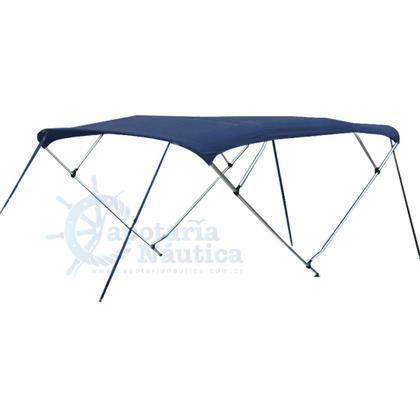 Imagem de Capota Toldo Nautico 4 Arcos 2,8 m Comprimento Estrutura Reforçada P/ Lanchas, Barcos de Aluminio e Botes
