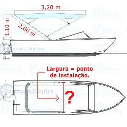 Imagem de Capota Toldo Nautico 4 Arcos 3,2 m Comprimento Estrutura Reforçada P/ Lanchas, Barcos de Aluminio e Botes