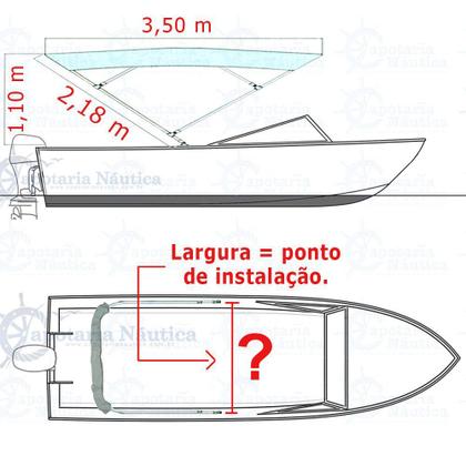 Imagem de Capota Toldo Nautico 4 Arcos 3,5 m Comprimento Estrutura Reforçada P/ Lanchas, Barcos de Aluminio e Botes