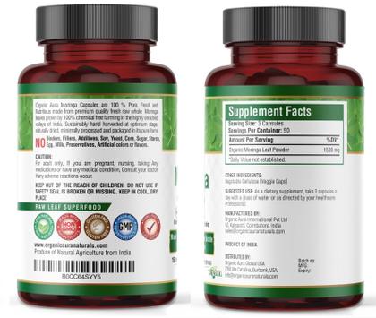 Imagem de Cápsulas de Moringa 1500mg (150 unidades) - Orgânico - Aura
