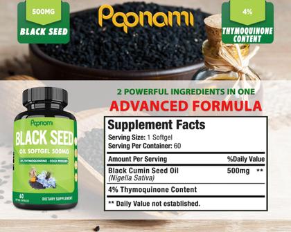 Imagem de Cápsulas de softgel Papnami Premium Óleo de semente preta 500mg x120