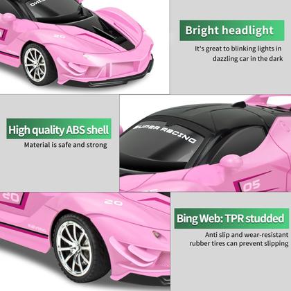 Imagem de Car Bloolilies com controle remoto, pacote com 2 unidades, escala 1:18, rosa e azul