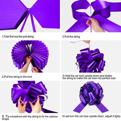 Imagem de Car Bow Zonon Big Giant de 50 cm com fita impermeável roxa de 6 m