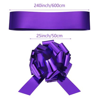 Imagem de Car Bow Zonon Big Giant de 50 cm com fita impermeável roxa de 6 m