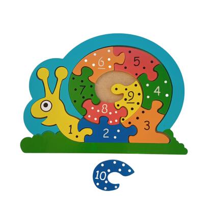 Imagem de Caracol Numérico Quebra cabeça de madeira com números de 1 à 10