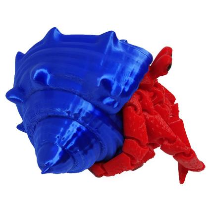 Imagem de Caranguejo Eremita Paguro Articulado Impressão 3d Decoração Brinquedo Azul e Vermelho