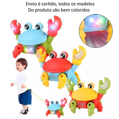 Imagem de Caranguejo Fujão de Brinquedo que Anda com Luzes Musical e Interativo com Cordinha