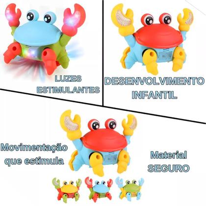 Imagem de Caranguejo Fujão de Brinquedo que Anda com Luzes Musical e Interativo com Cordinha