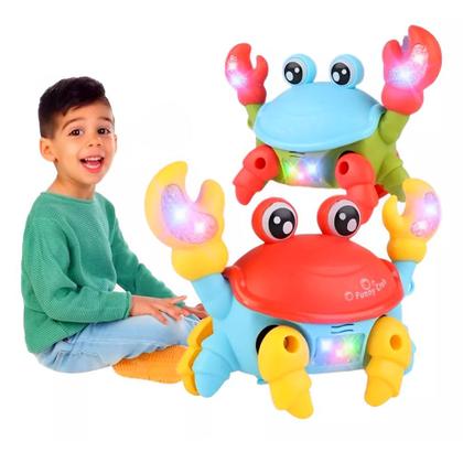 Imagem de Caranguejo Fujão de Brinquedo que Anda com Luzes Musical e Interativo com Cordinha