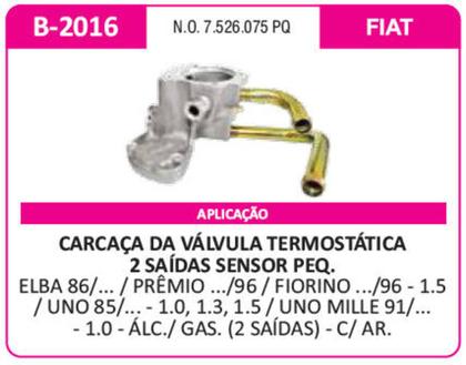 Imagem de Carcaça Válvula B2016 Elba 86/ Premio Fiorino 1.5 /96 Uno 1.0 1.3 1.5 85/ Mille 1.0 91/ 2 Saidas Sensor Pequeno - 7.526.075 -