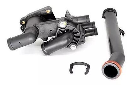 Imagem de Carcaça Válvula Termostática Fox polo Gol Voyage Saveiro 08.. (c/sensor Cinza) / Kit - Carcaça + Flange + Válvula Termostática + Tubo - 80o   