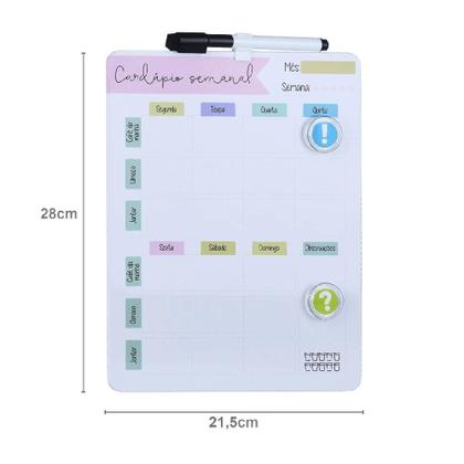 Imagem de Cardapio semanal lousa planejamento planner quadro magnetica