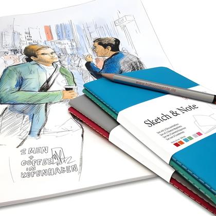 Imagem de Cardeneta Hahnemuhle Sketch & Note Azul/verde A6 20 Folhas