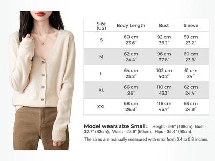 Imagem de Cardigã Chanyarn 100% lã merino com decote em V para mulheres Maple Leaf