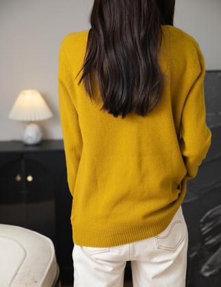 Imagem de Cardigã Chanyarn 100% lã merino com decote em V para mulheres Maple Leaf