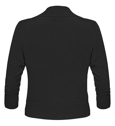 Imagem de Cardigã feminino GoMamee Open Front, manga 3/4, preto M