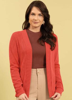 Imagem de Cardigã Feminino Manga Longa Viscose Tecido Cotele Glow